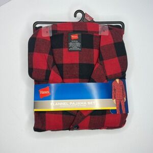 Hanes Mens Flannel‎ Pajamas Red Black Buffalo Check S New Winter PJs Christmas
